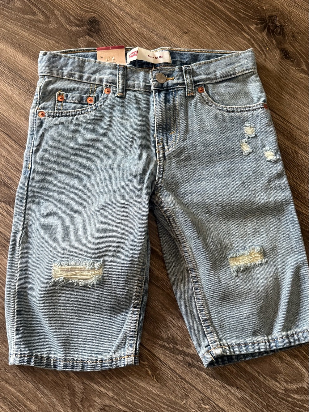 NWT Levi's Light Blue Distressed Denim Shorts for Kids
